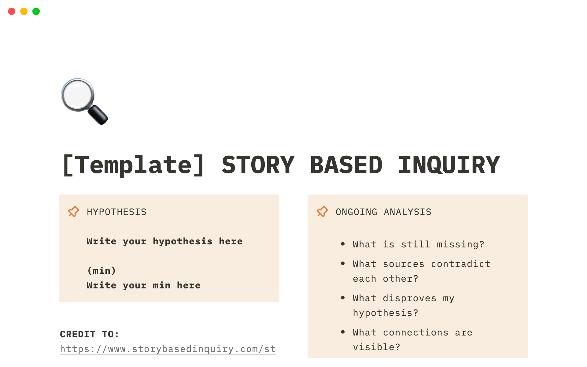 A template preview for Story Based Inquiry Inspired Template
