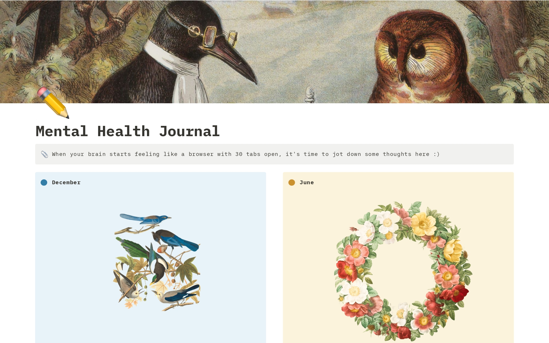 A template preview for Mental Health Journal