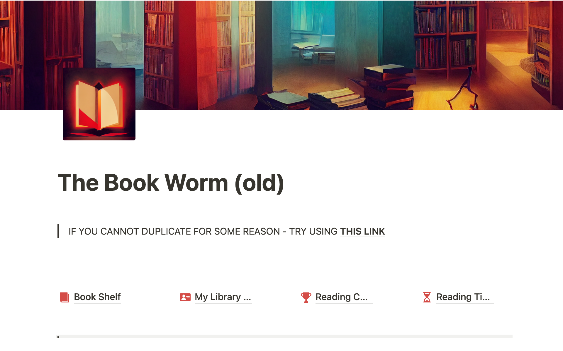 The Book Worm - Notion Book Tracker Templateのテンプレートのプレビュー