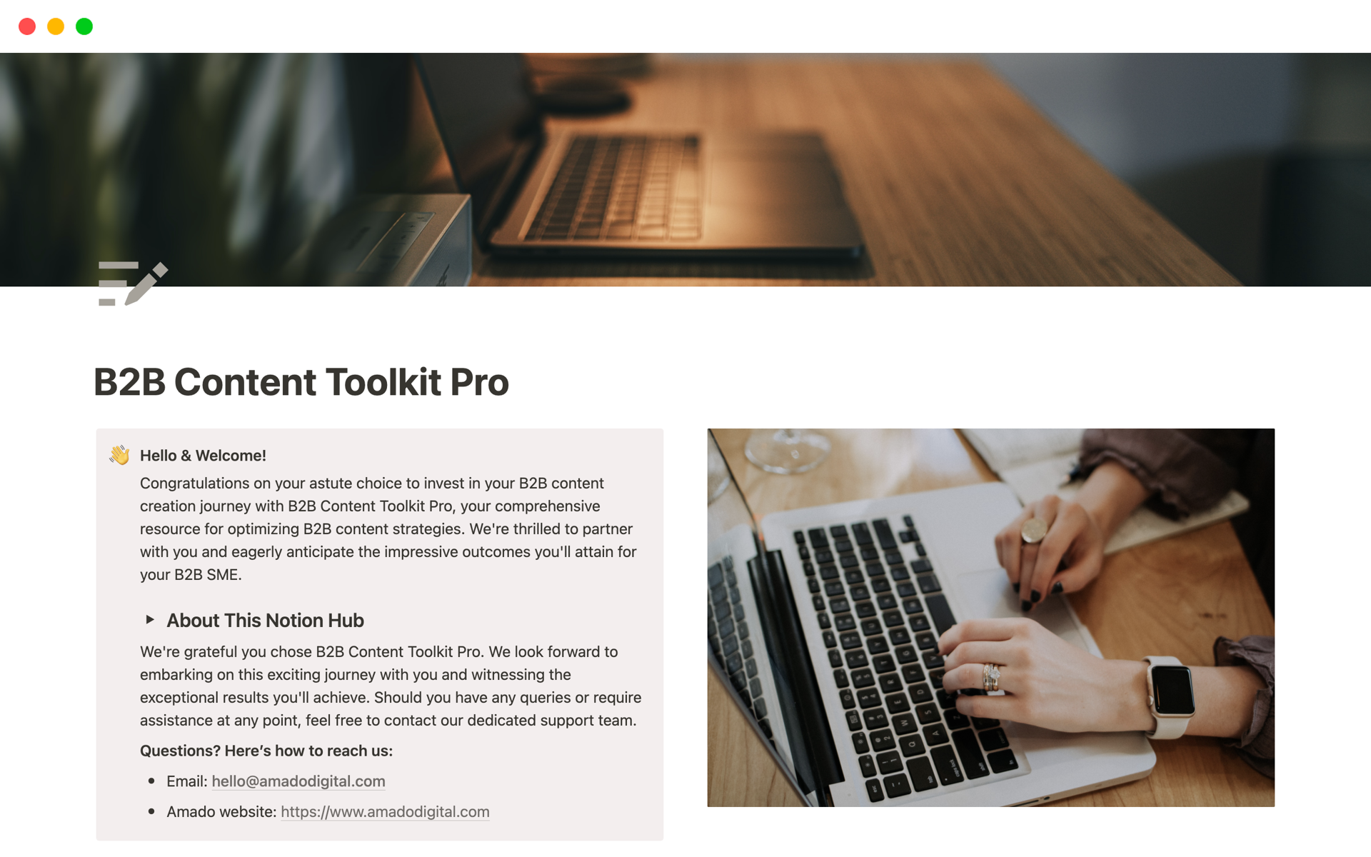 A template preview for Ul﻿timate B2B Content Manager & Planner Hub