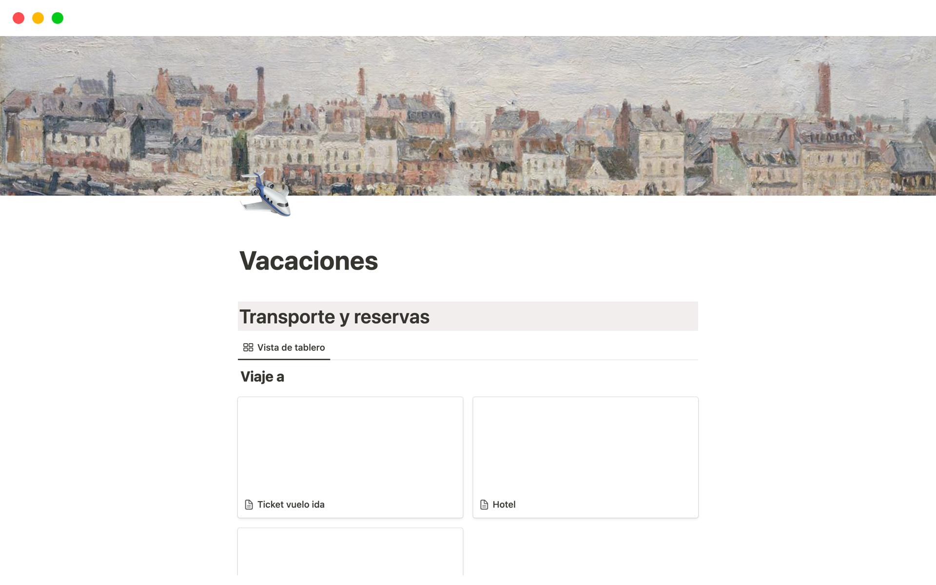 A template preview for Vacaciones
