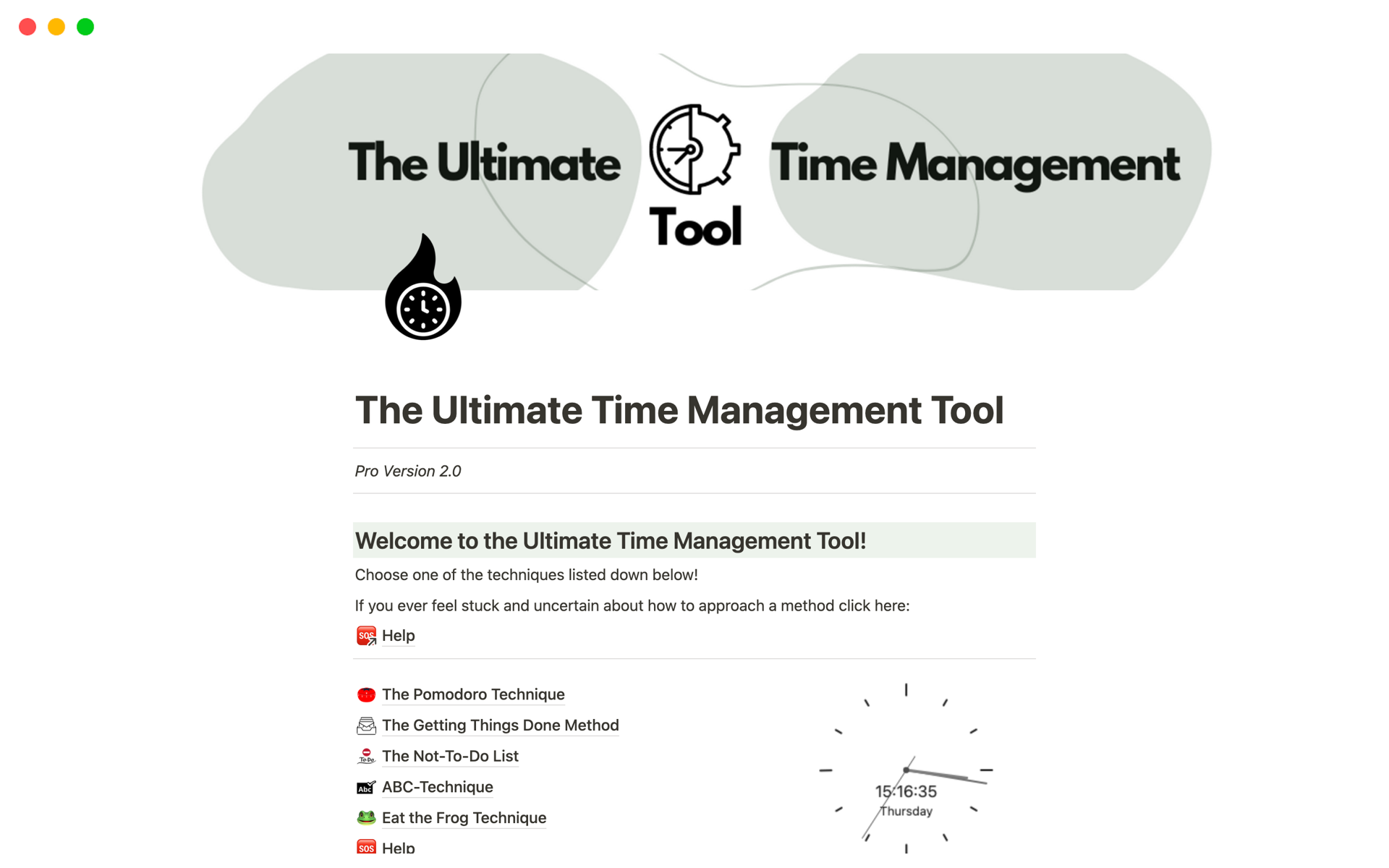 A template preview for The Ultimate Time Management Tool