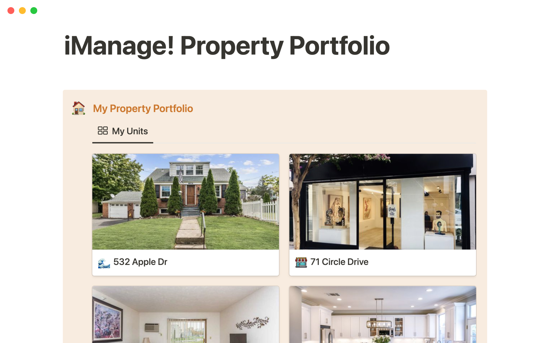 Track and manage your properties in one place. Add important information to have a clear overview of your portfolio.