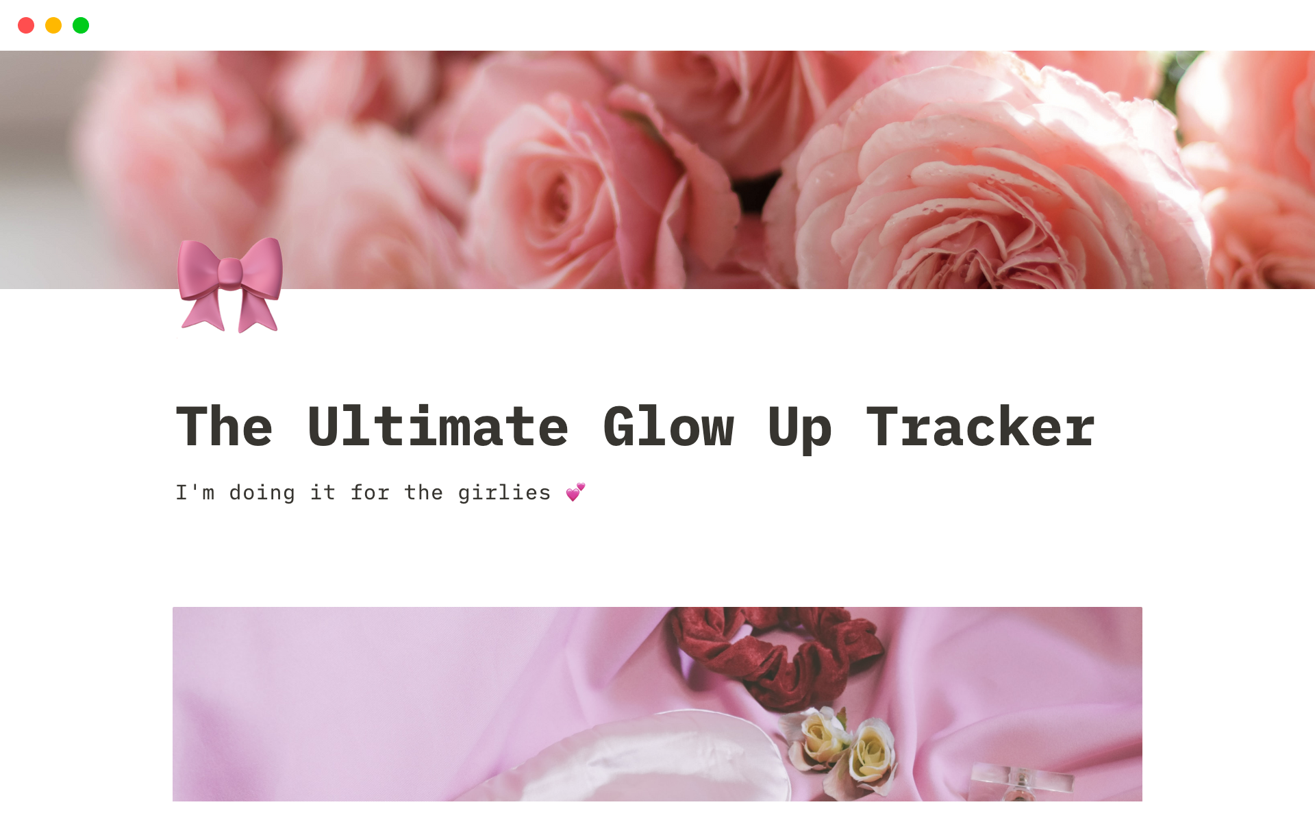 Eine Vorlagenvorschau für The Ultimate Glow Up Tracker