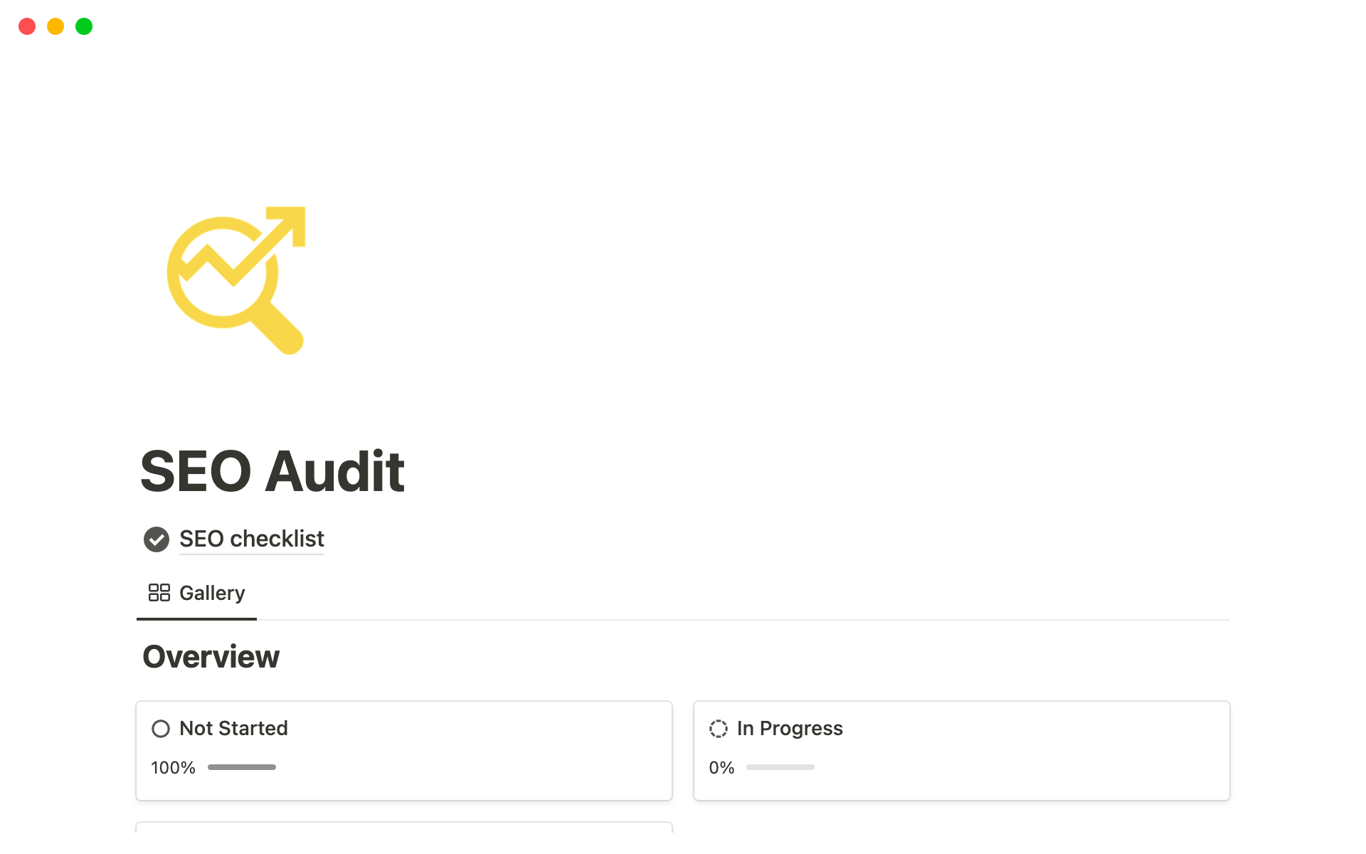 A template preview for SEO Audit + Checklist