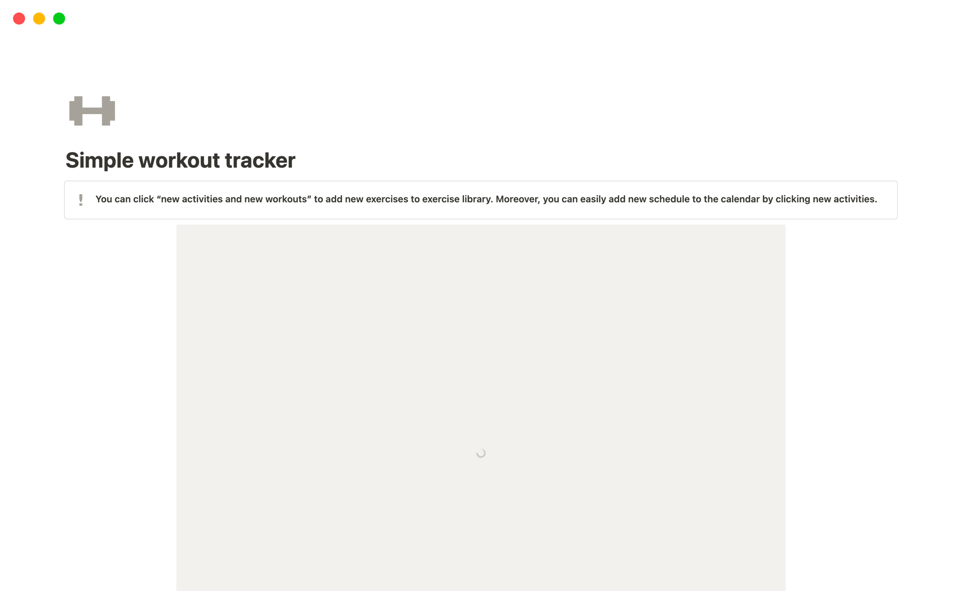 Simple workout tracker Notion Template