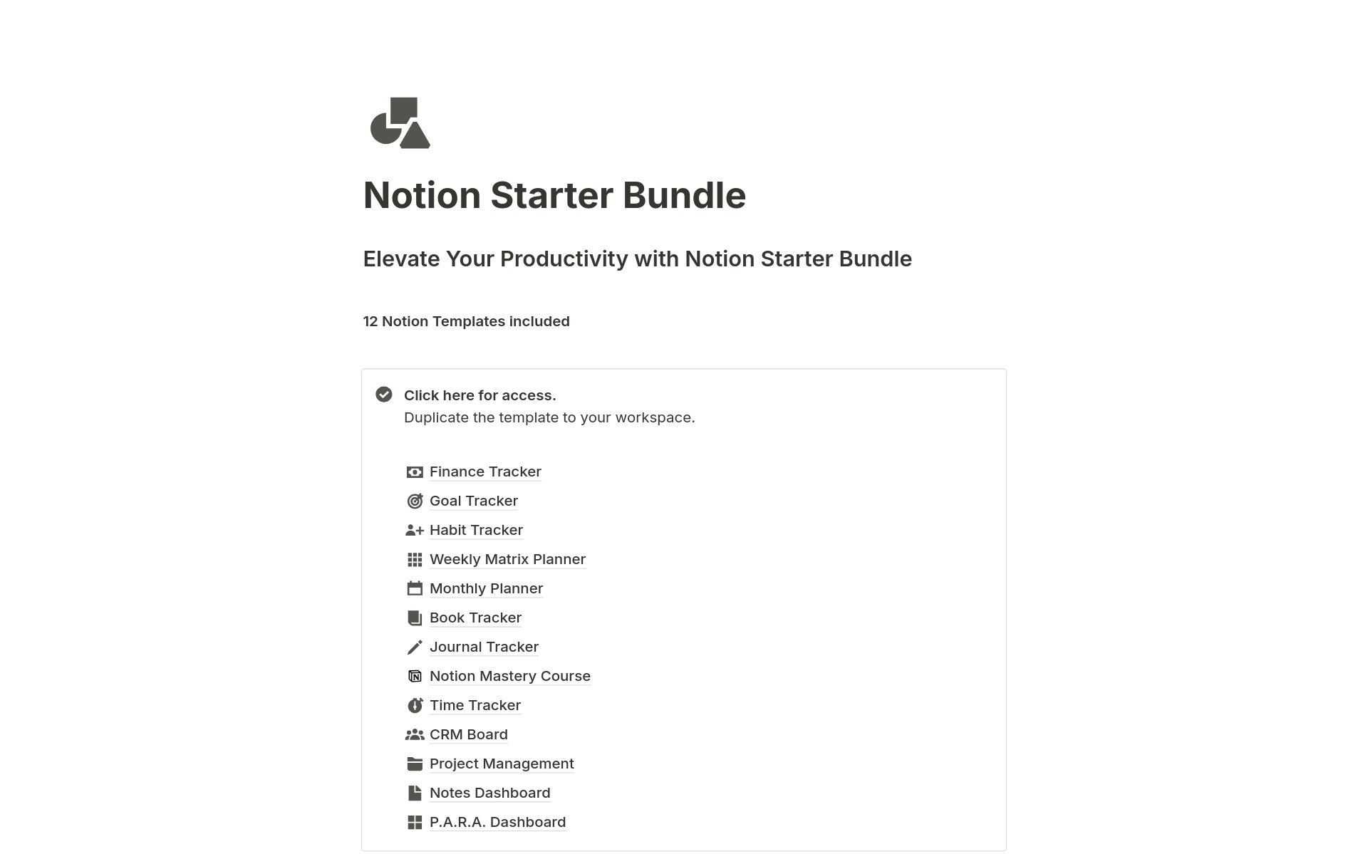 A template preview for Starter Bundle