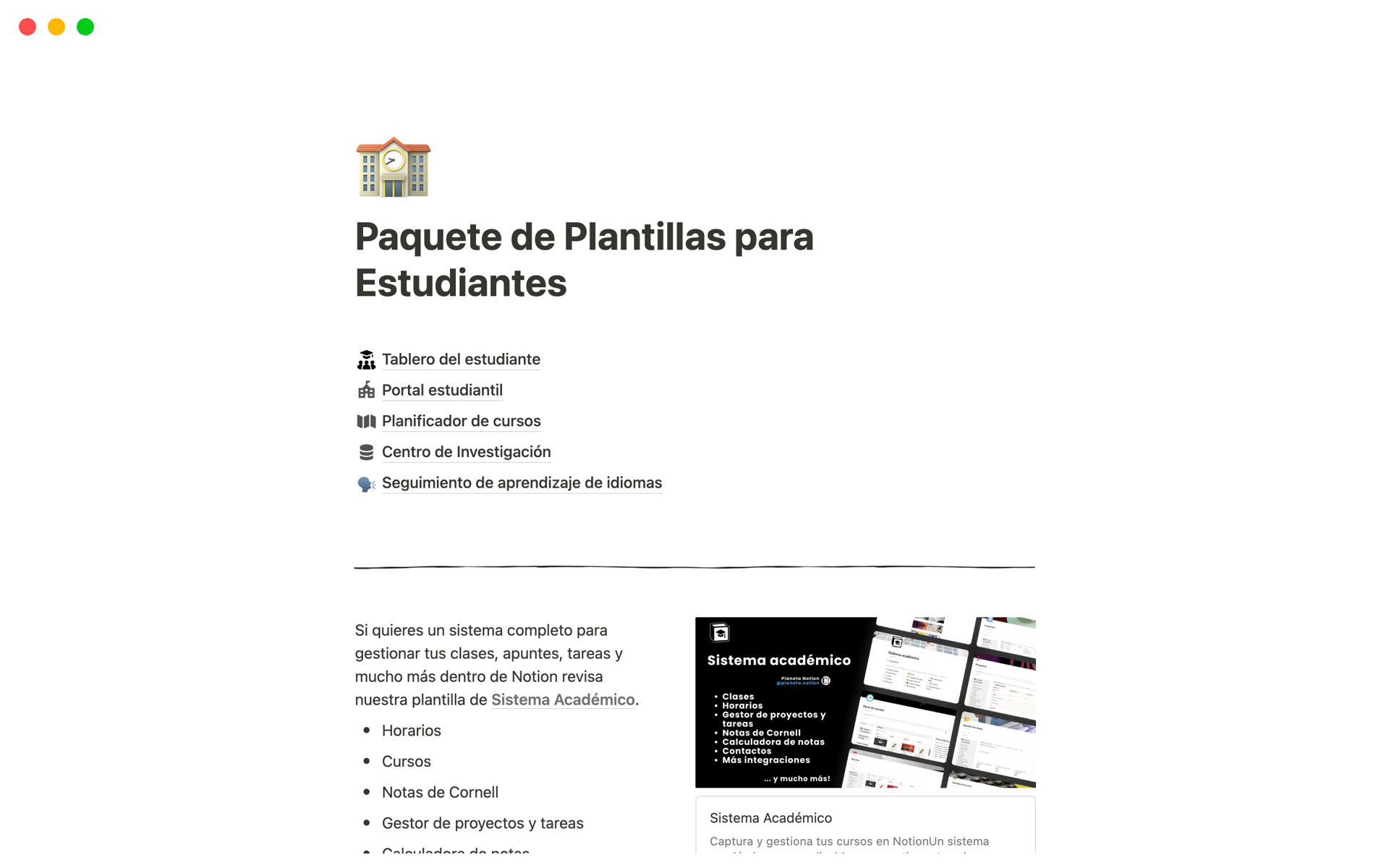 A template preview for Paquete de Plantillas para Estudiantes