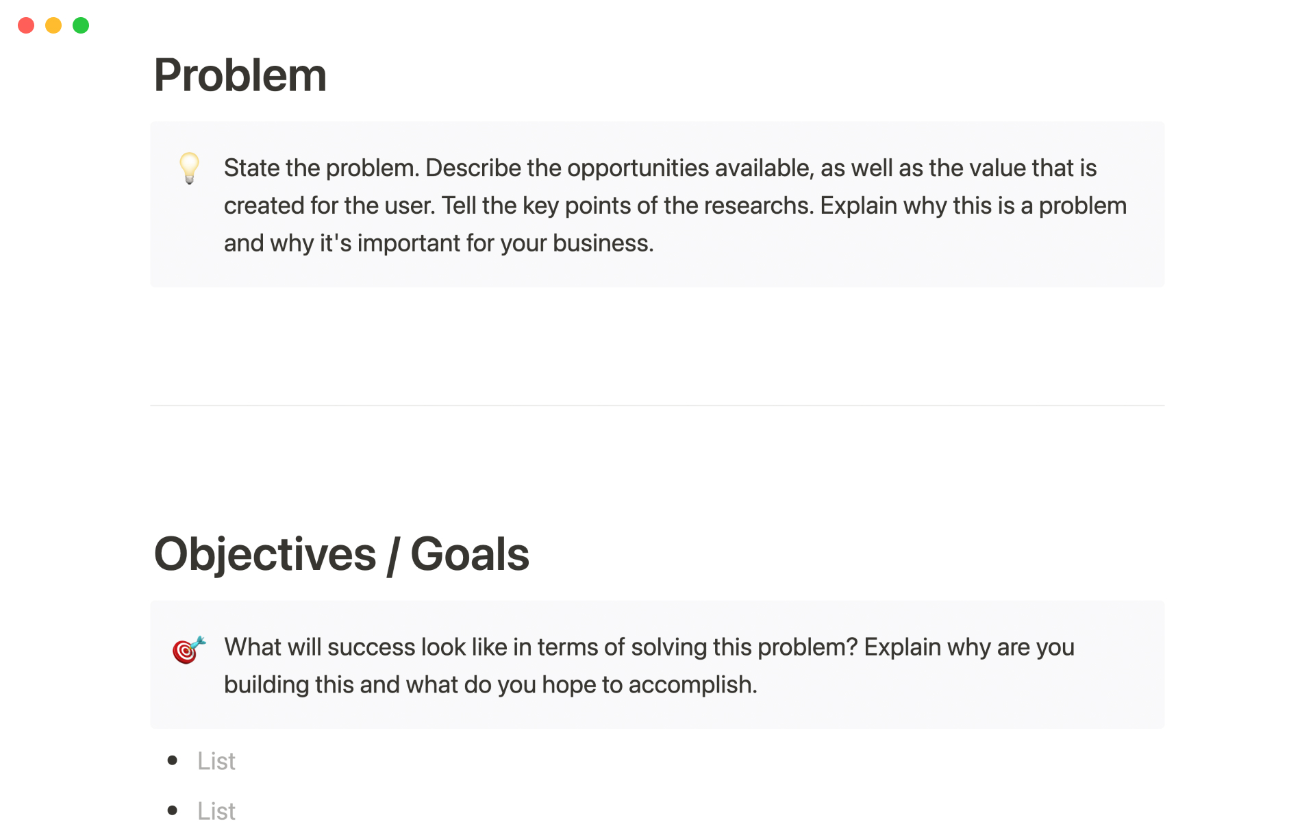 This template contains the PRD (Product Requirement Document) which is a basic requirement for product managers and digital product development teams.
