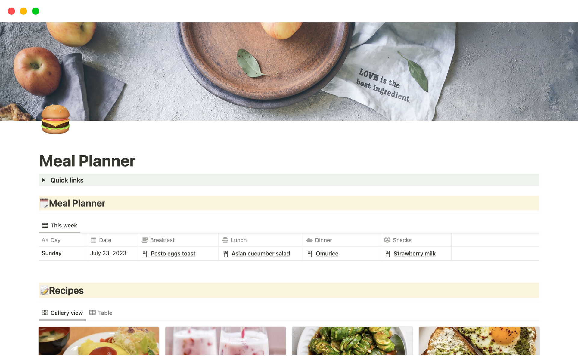 This template is designed to streamline your meal planning process and organize your recipes.