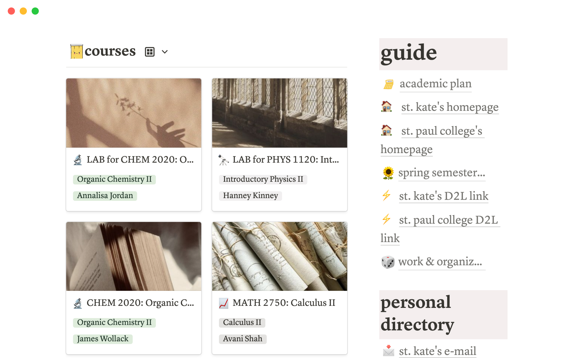 Organize your academics, personal interests, and favorite things all in one place.
