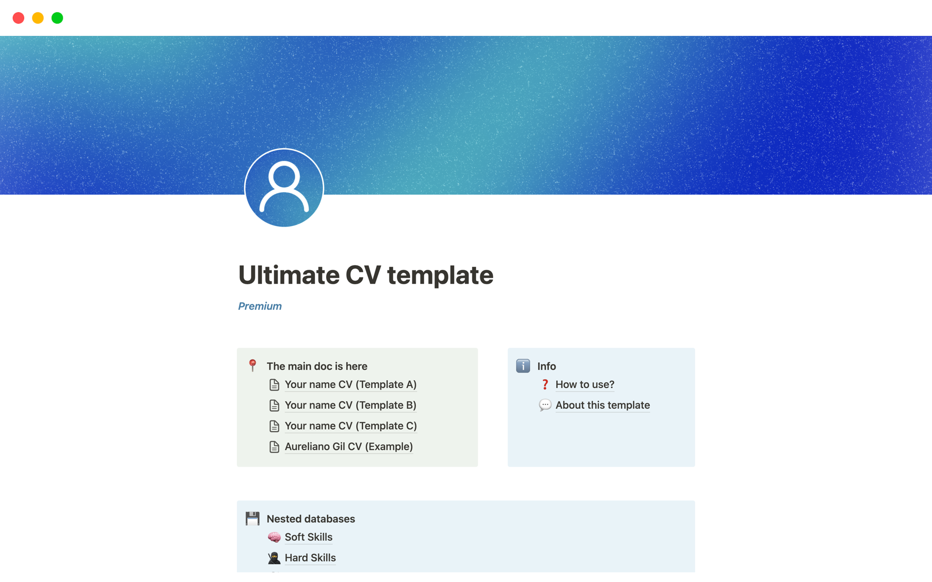 Uma prévia do modelo para Ultimate CV Template Premium