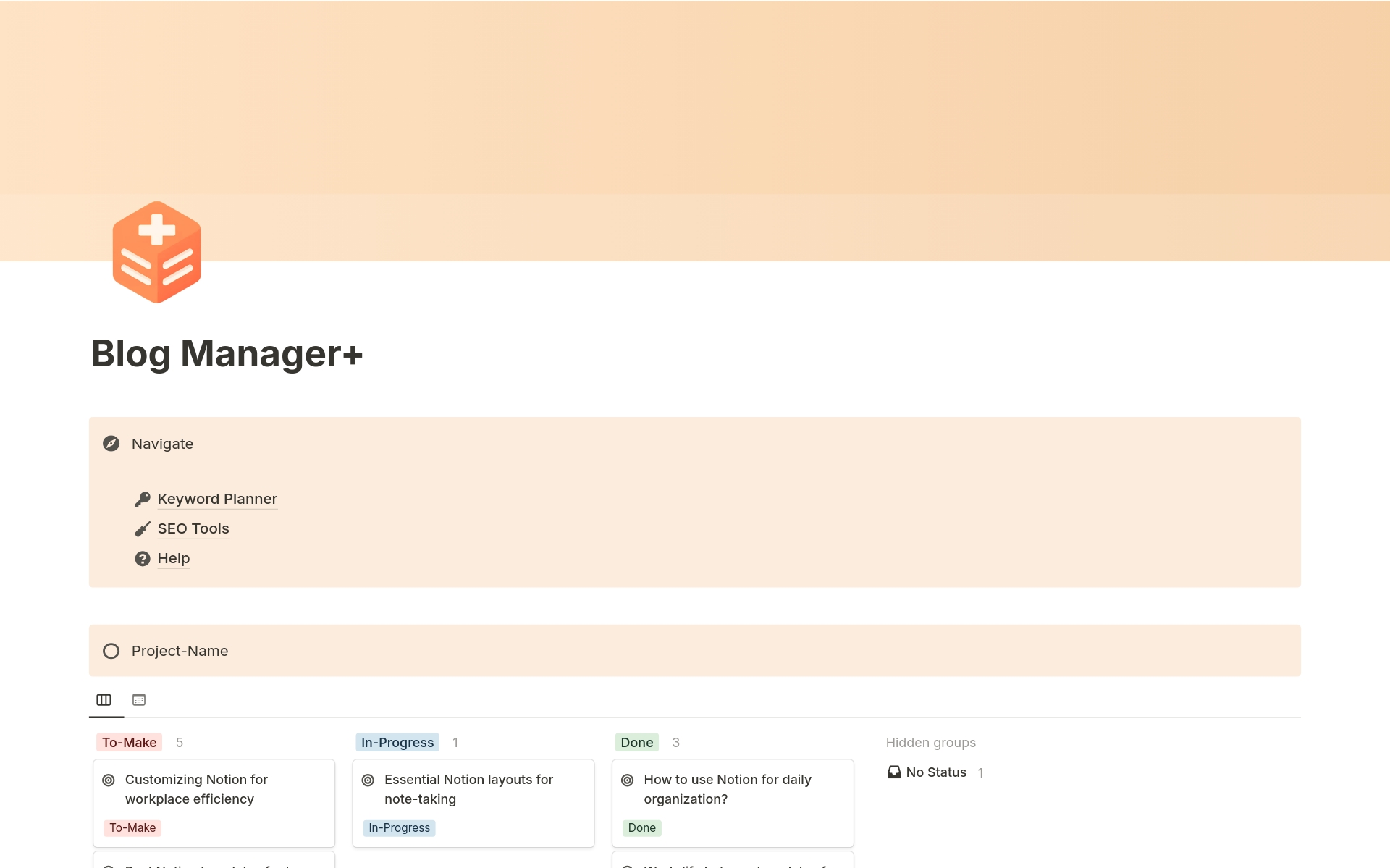 Vista previa de una plantilla para Blog Manager for SEO