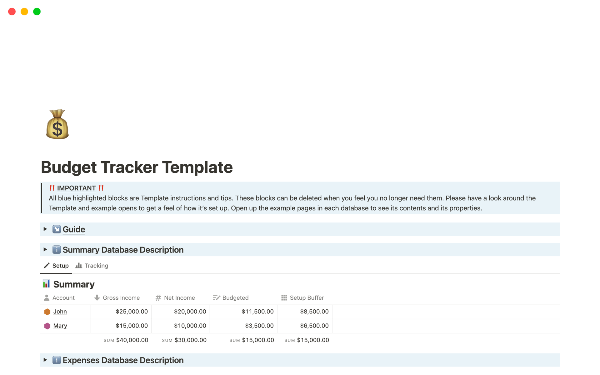 Budget Tracker Template | Notion Template