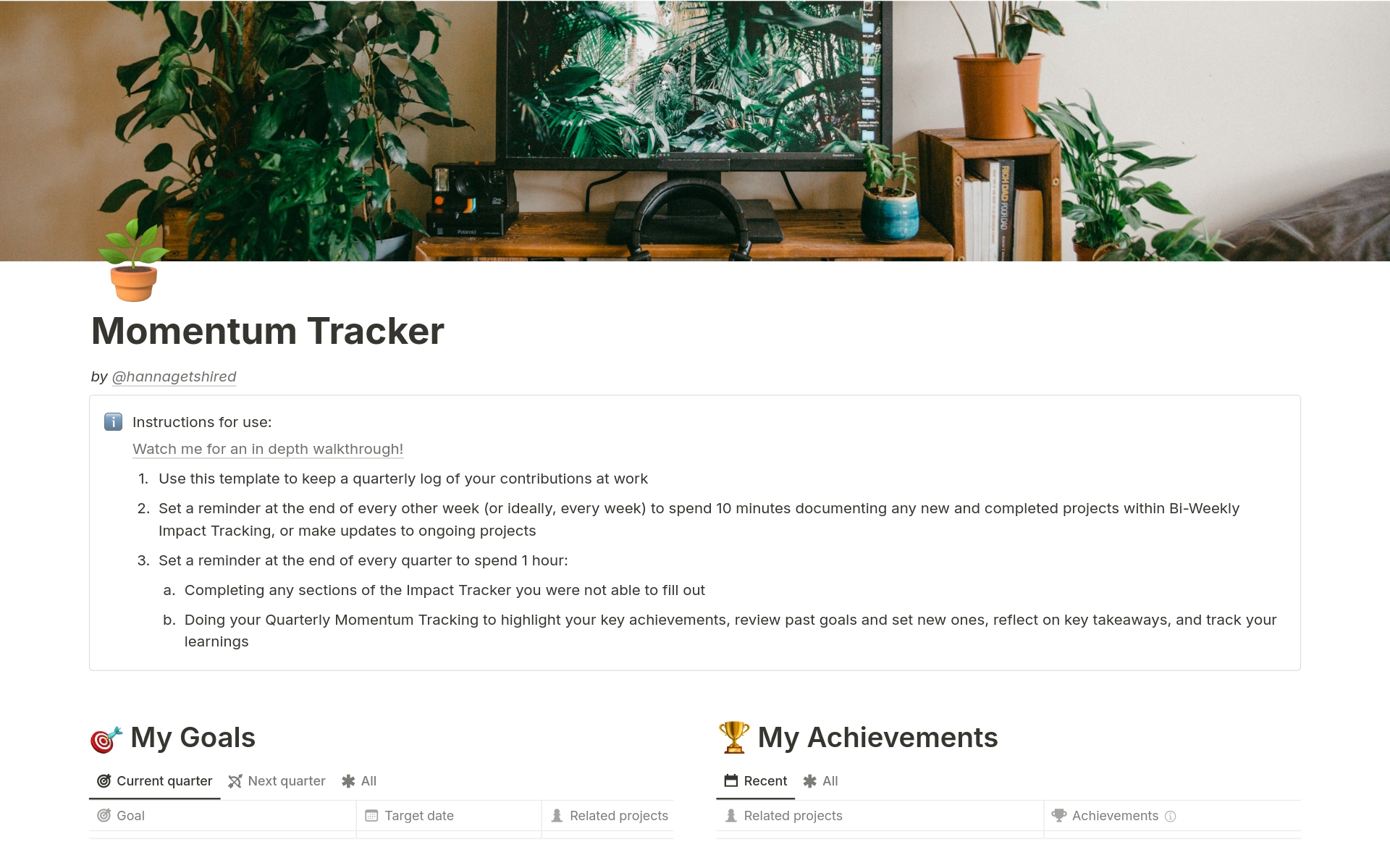 The Momentum Tracker is like a brag sheet, but better! It's a space for you to track your accomplishments and work towards goals, with prompts to encourage self-reflection to understand your skills, growth opportunities, fulfilling work.
