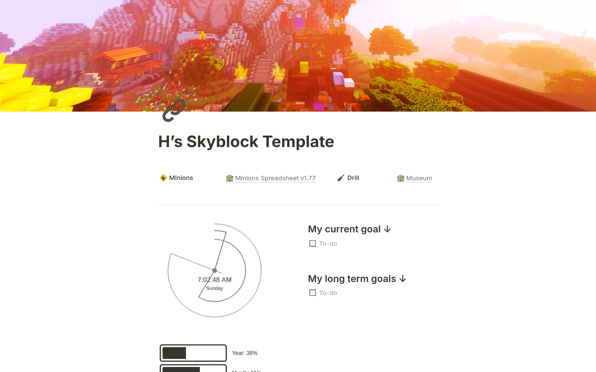 A template preview for Skyblock Helper