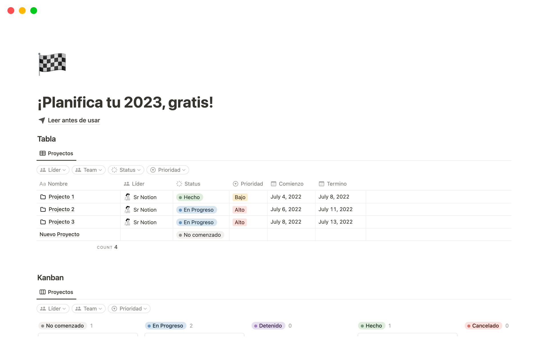 A template preview for ¡Planifica tu 2023, gratis!