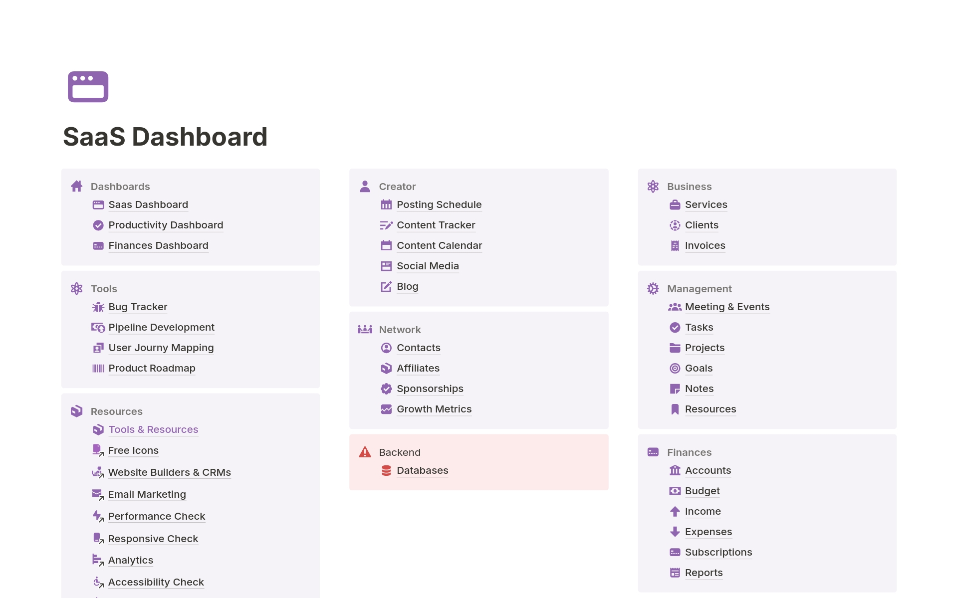 Vista previa de plantilla para SaaS Dashboard