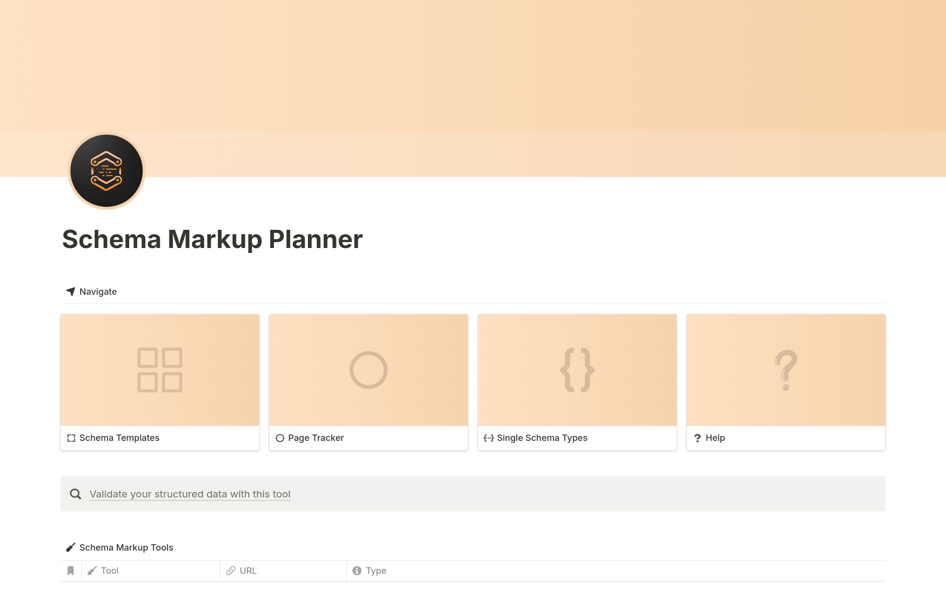 A template preview for Schema Markup Planner For SEO