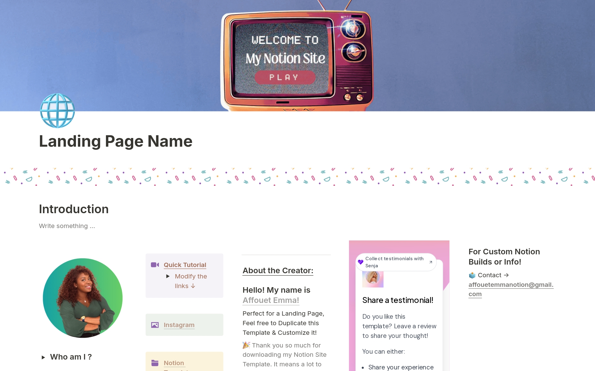 Personal Landing Page Template | Notion Marketplace