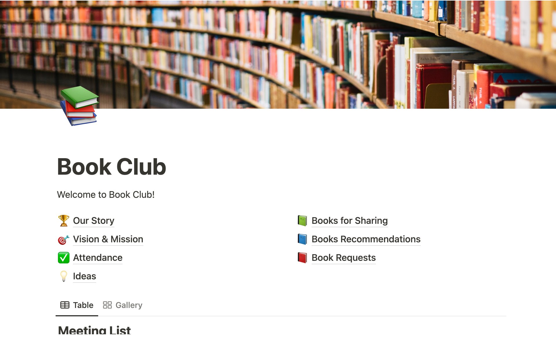 A complete page for a Book Club / Interest-based Community.