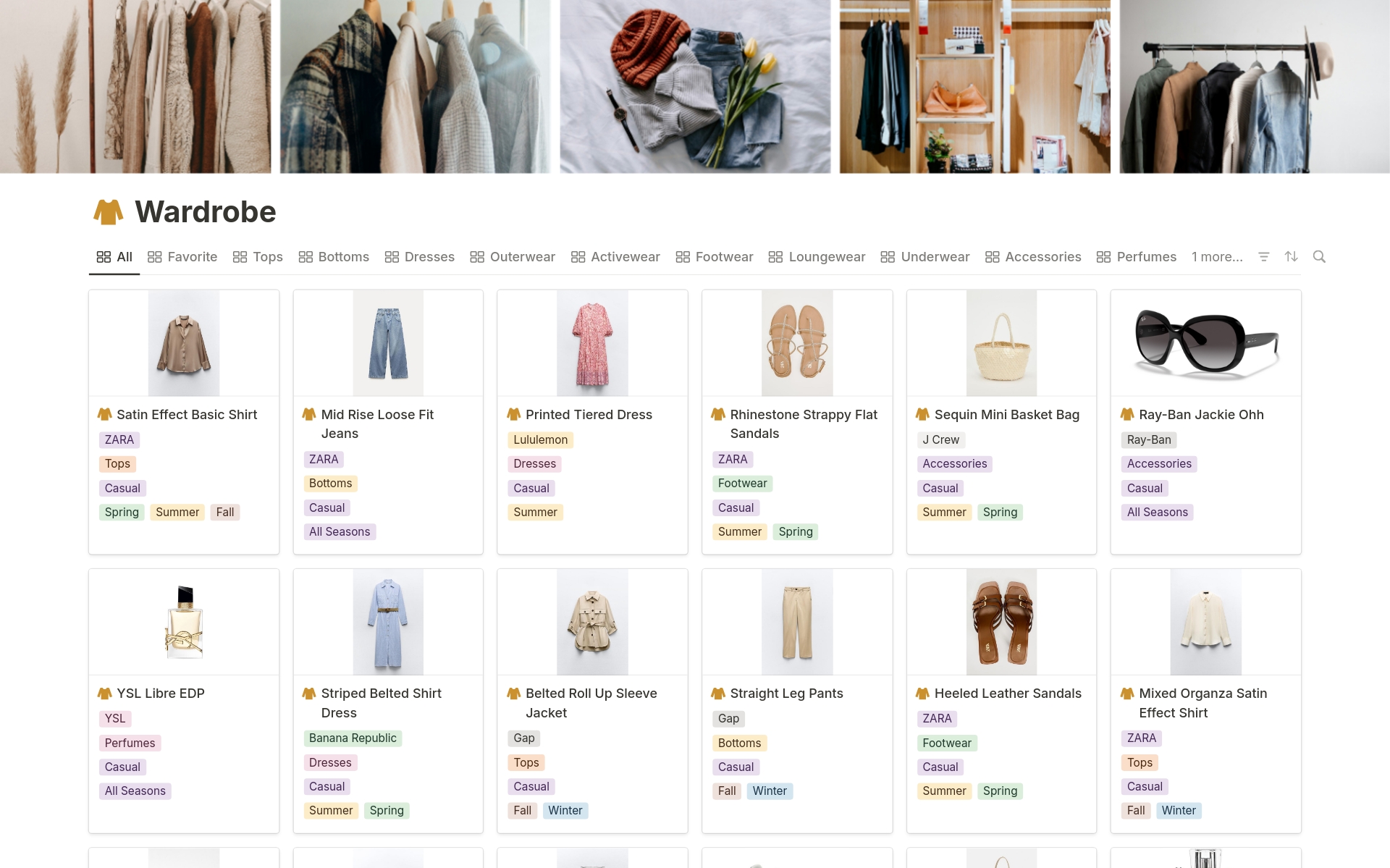 Transform your closet into a style sanctuary with our All-in-One Notion Wardrobe Manager! Effortlessly plan outfits, organize your wardrobe, and curate an aesthetic closet experience. Simplify your life, elevate your style. Your go-to solution for clothes management awaits!
