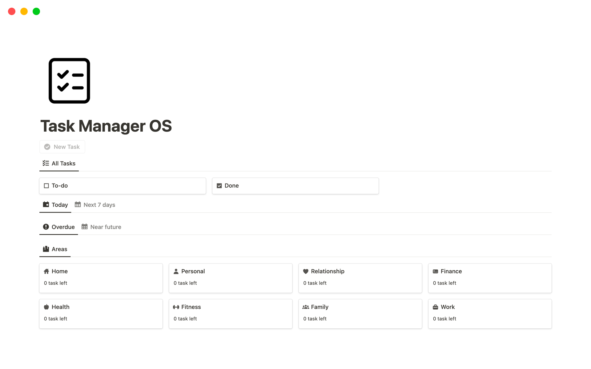 Task Manager OSのテンプレートのプレビュー