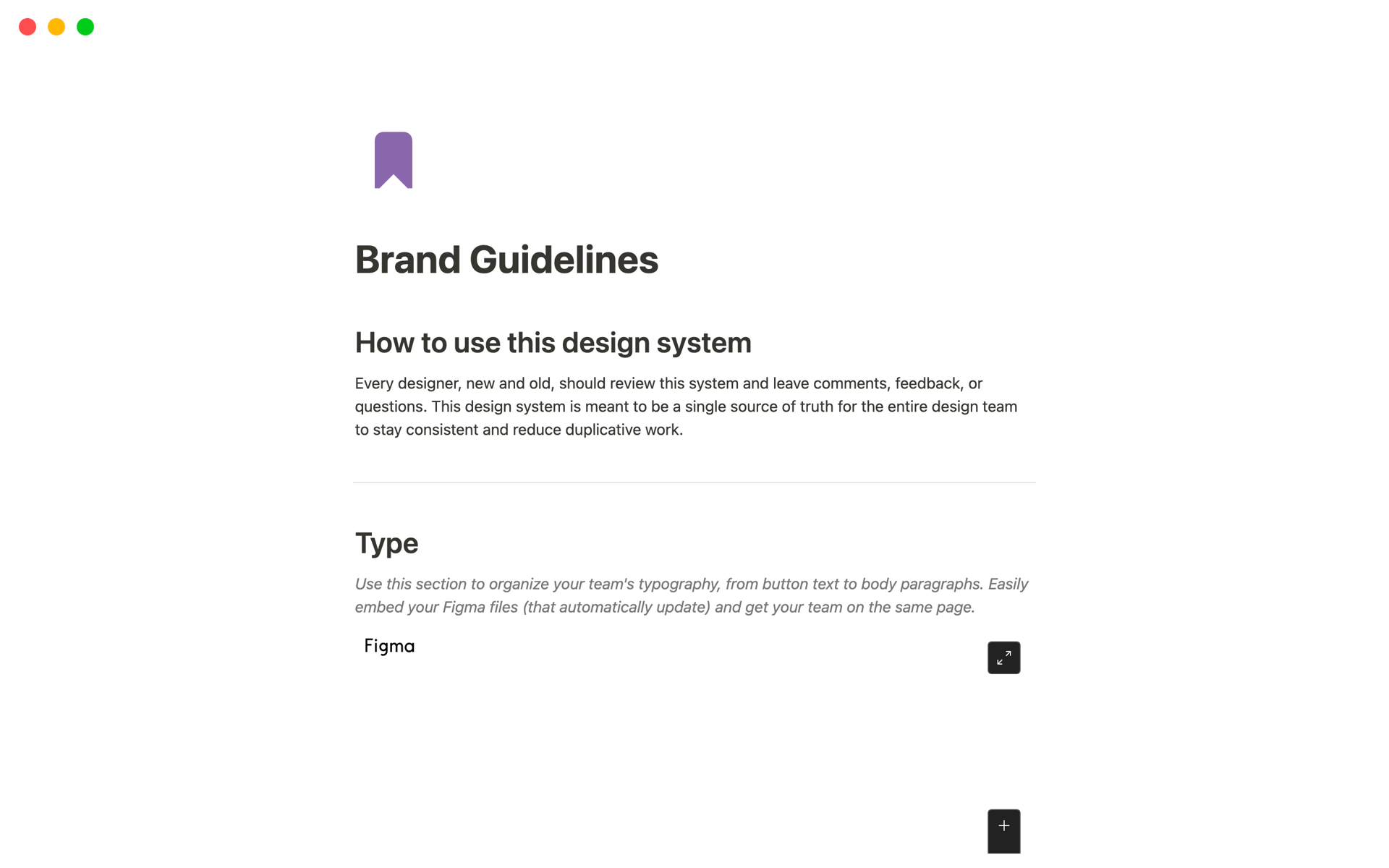 A template preview for Brand Guidelines