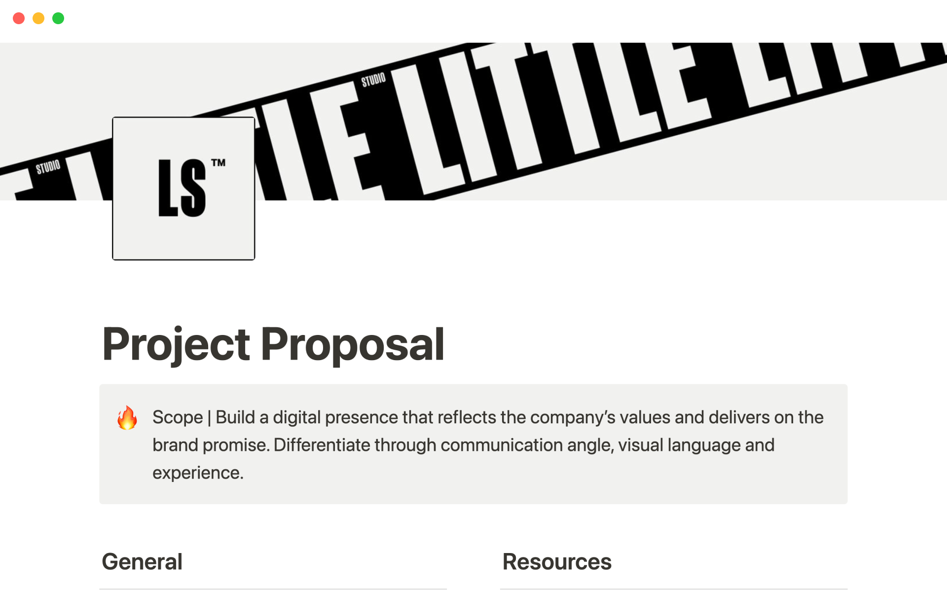Create a professional proposal when starting a new project, ready to share with your team and client.