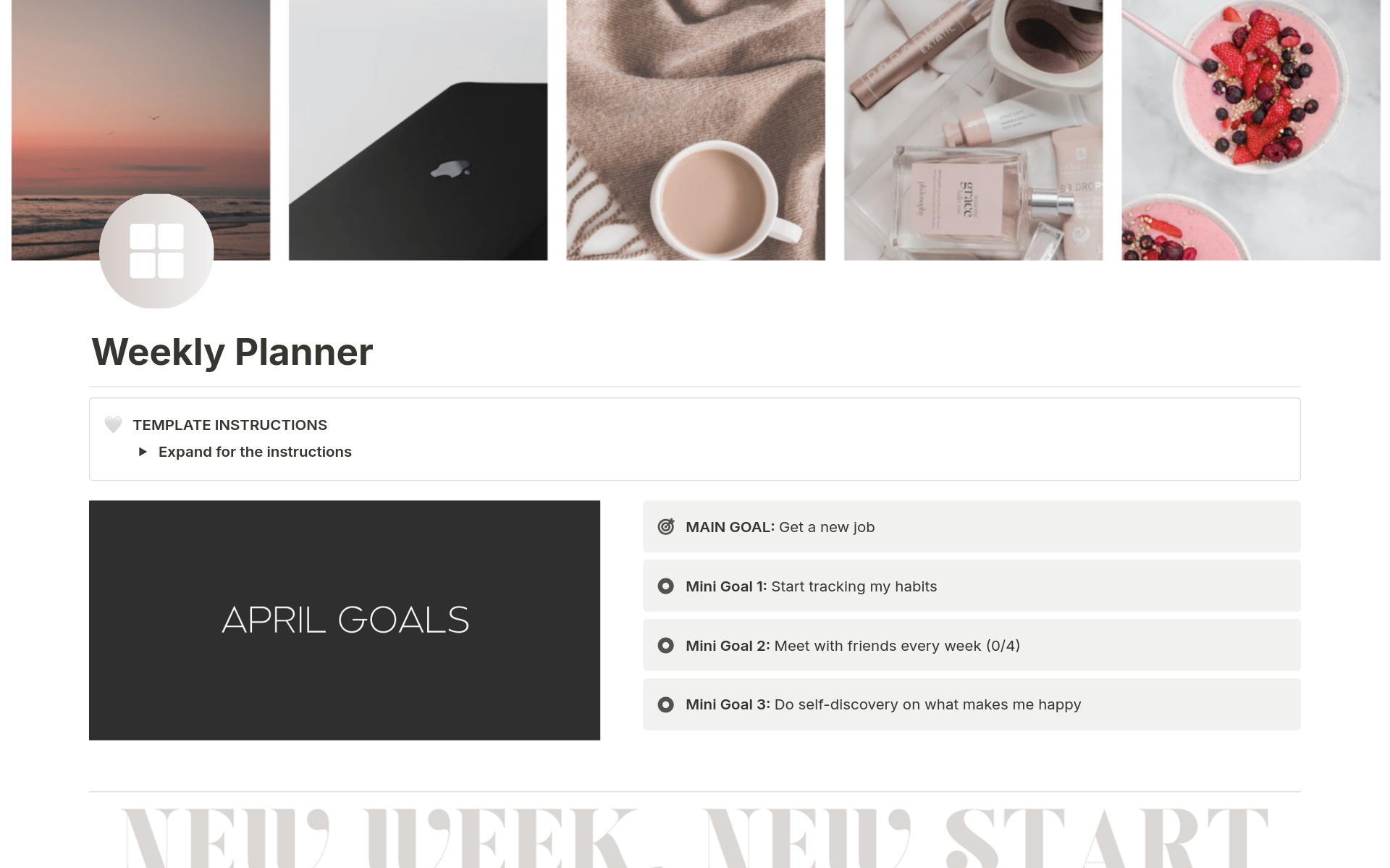 A template preview for Weekly & Daily Productivity Planners