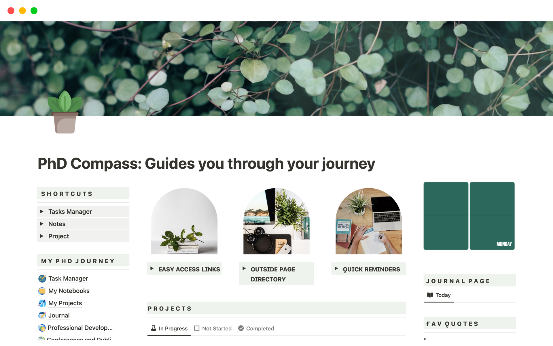 A template preview for PhD Compass: Guides you through your journey