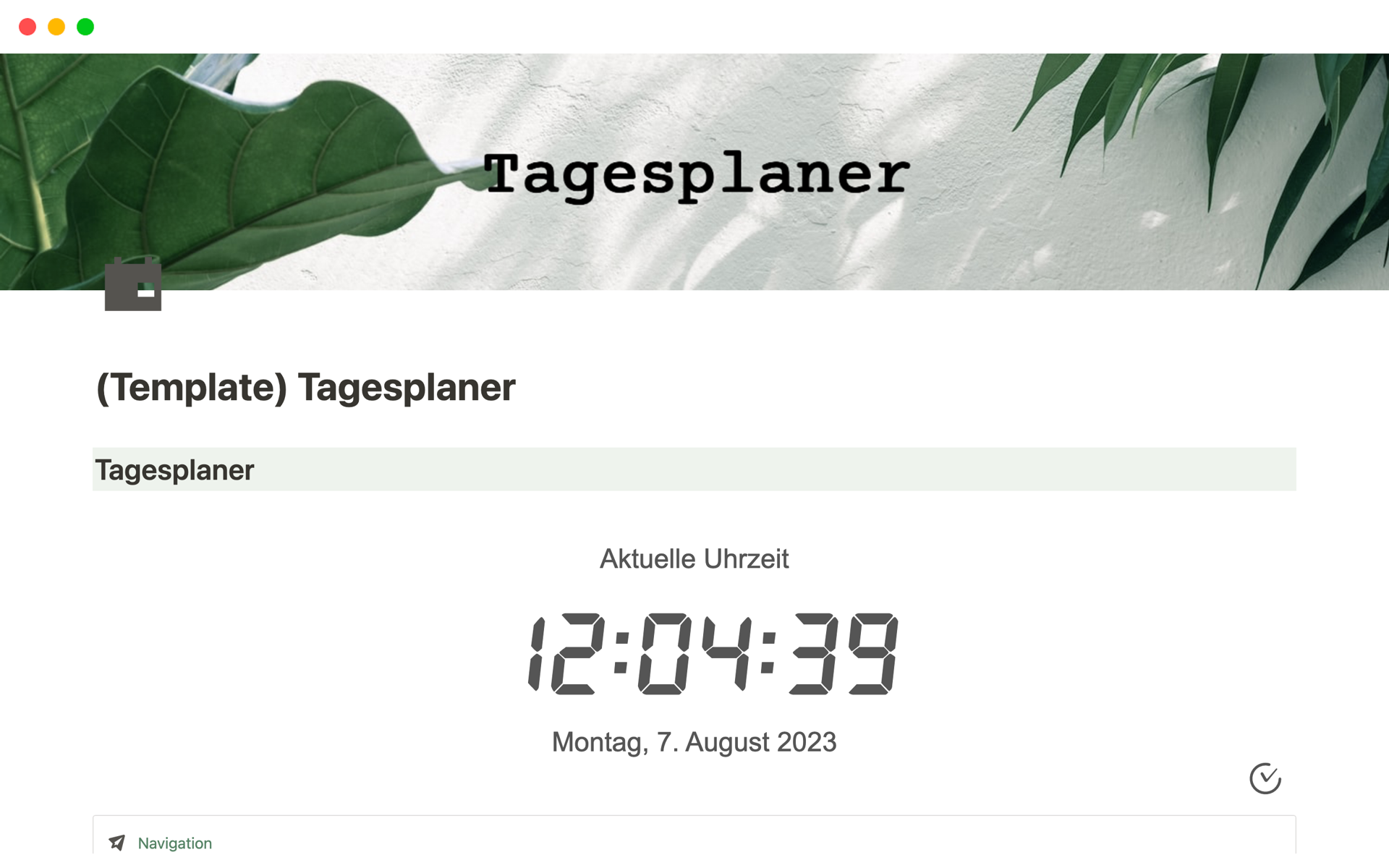 Tagesplaner Notion Template