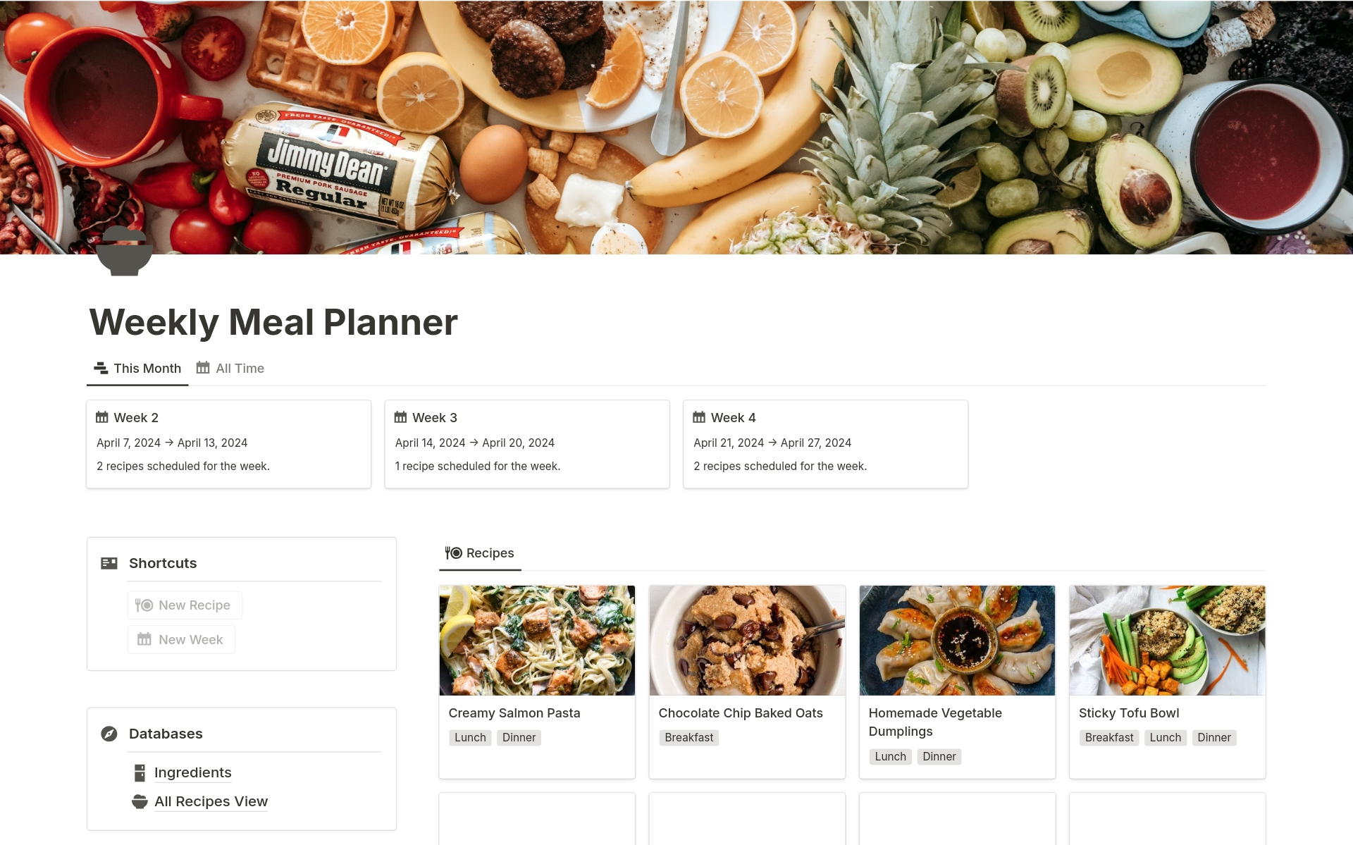 This Weekly Meal Planner is an antidote to the chaos of culinary logistics. With this template, you can streamline your meal planning process by organizing recipes, coordinating ingredient lists, and simplifying your shopping experience—all in one place.