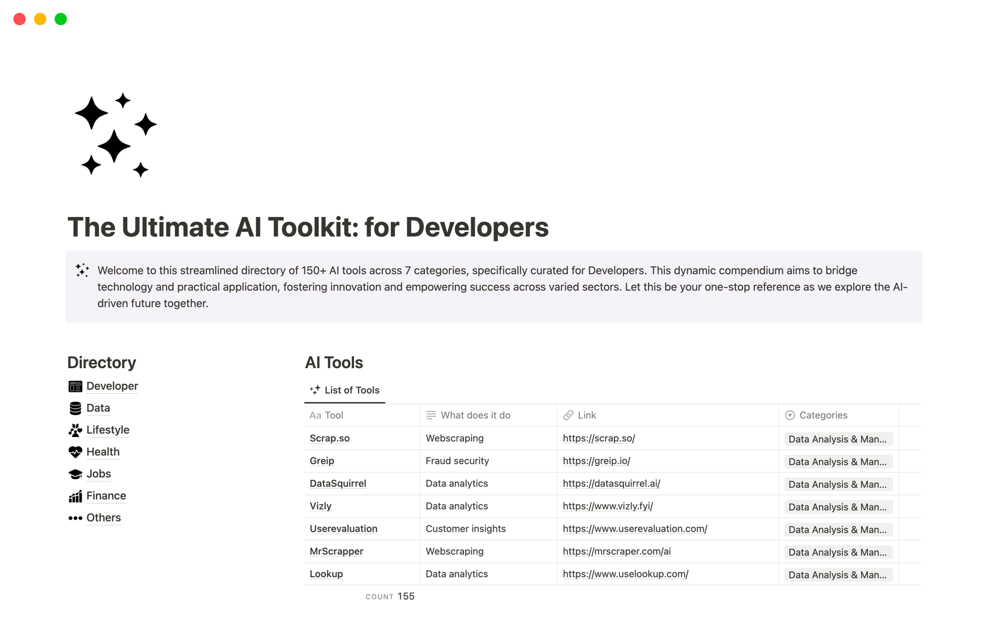 A template preview for The Ultimate AI Toolkit: for Developers