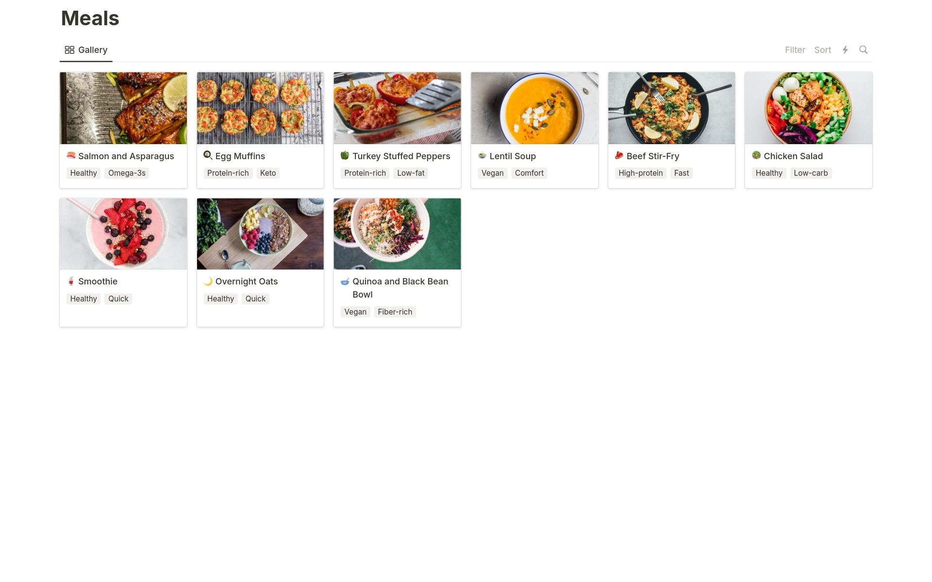 Capture recipes and ideas for meals, schedule them on a weekly basis, and generate a grocery list.
