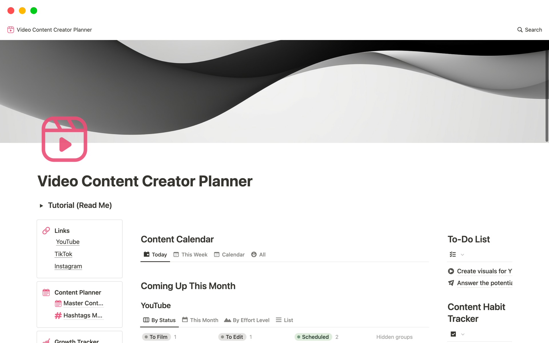 Vista previa de una plantilla para Video Content Creator