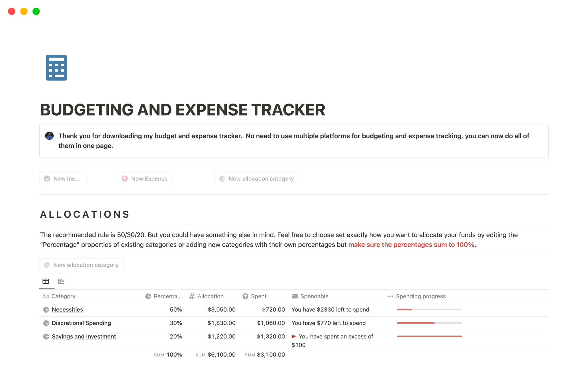 BUDGETING AND EXPENSE TRACKER Template by Sheyi Oshin | Notion Marketplace