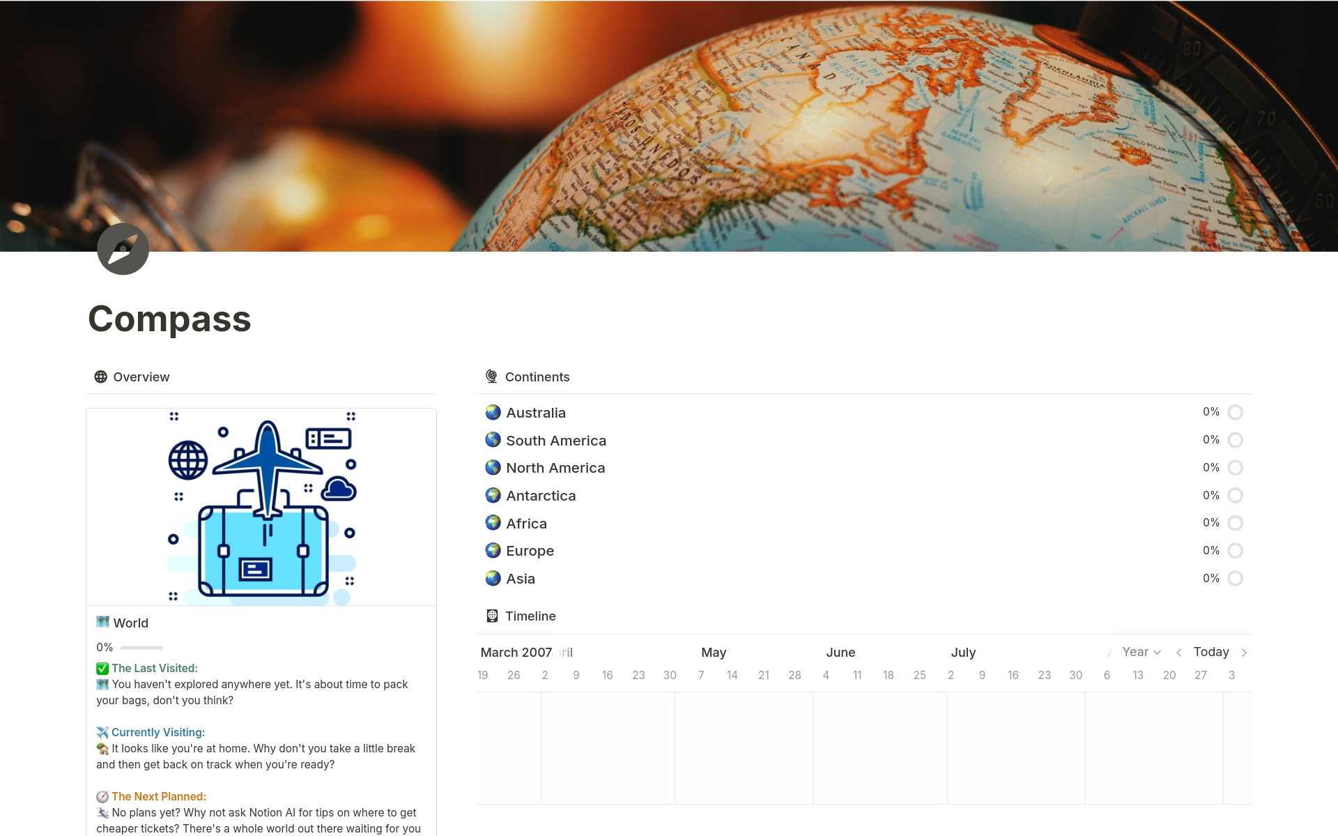 Explore the world and track your travels across continents!