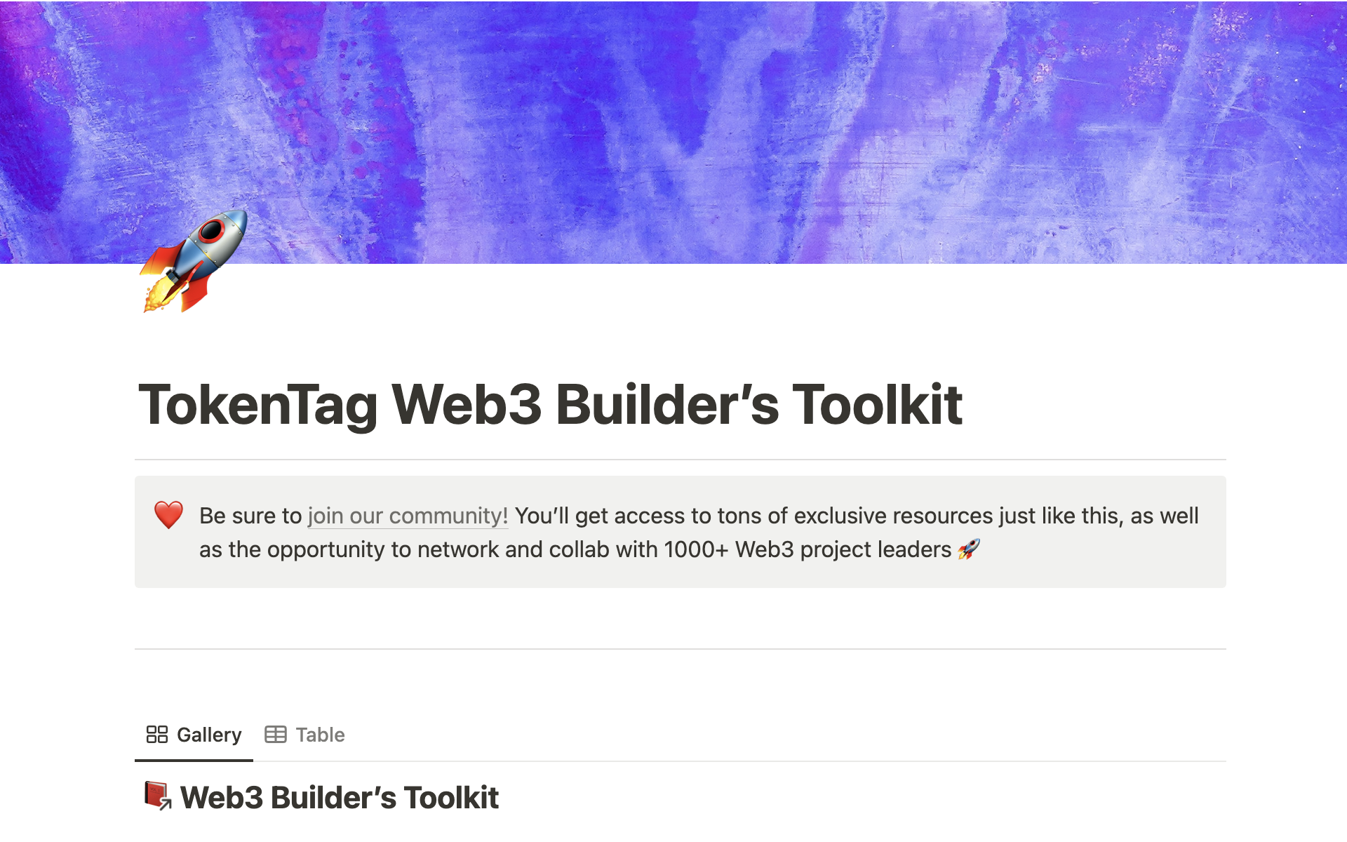 A template preview for Web3 Builder's Toolkit