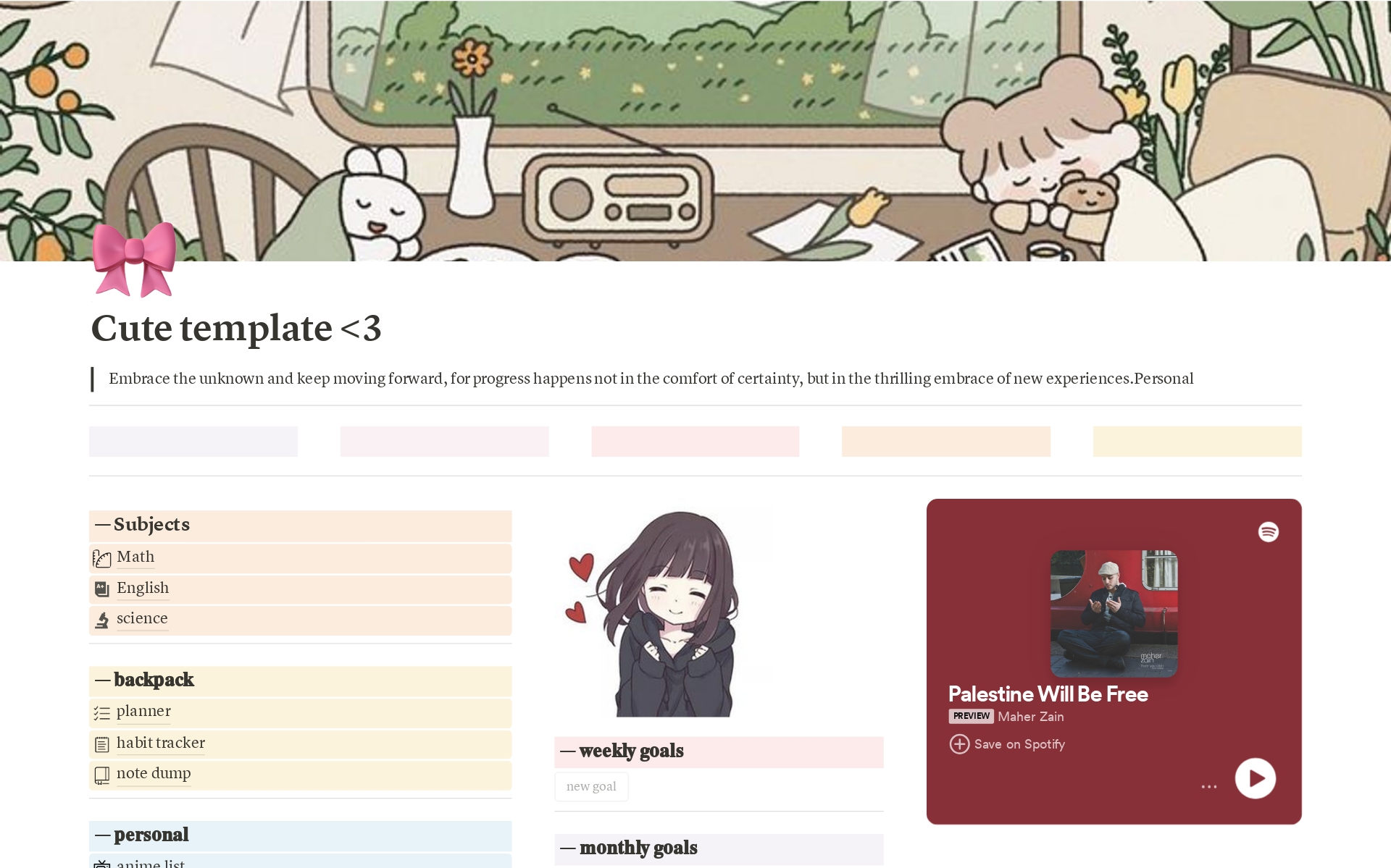 A template preview for Cute template <3