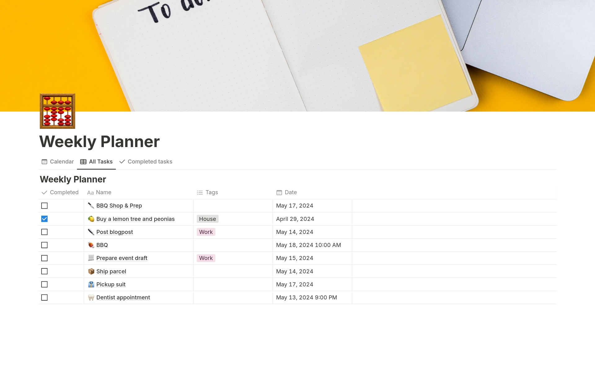 A template preview for Weekly Planner with calendar