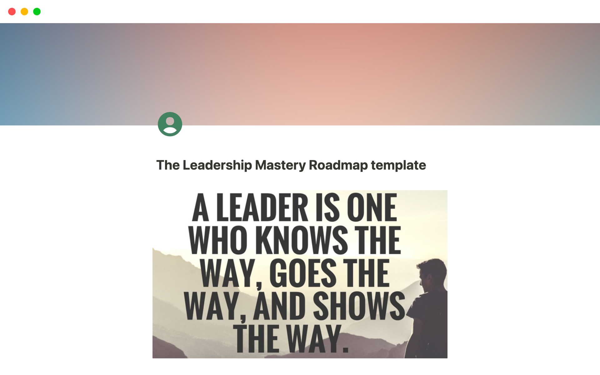 A leadership course for the starting leader