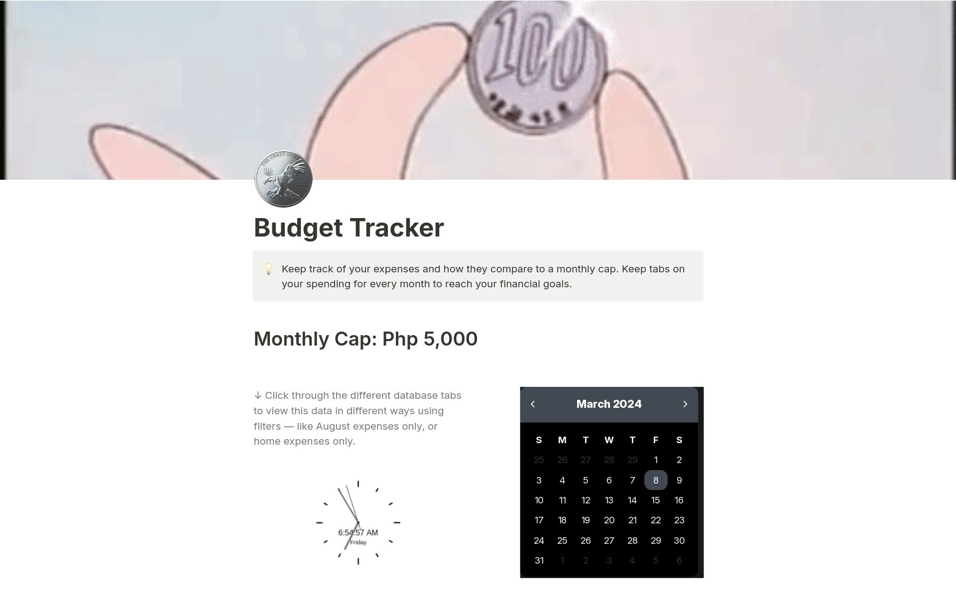 A template preview for Budget Tracker - Pinoy Version