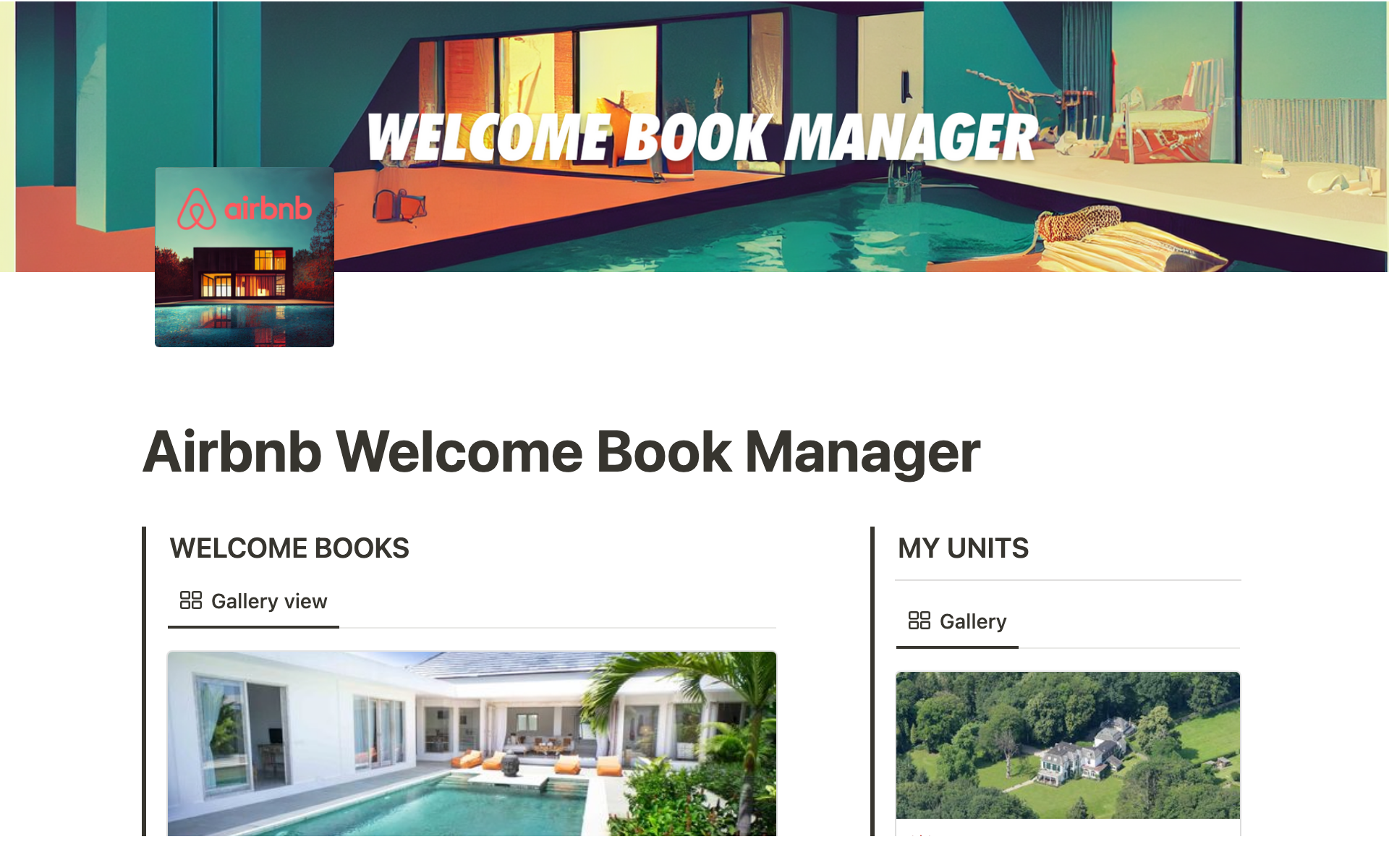 A template preview for AirBnb Welcome Book Manager