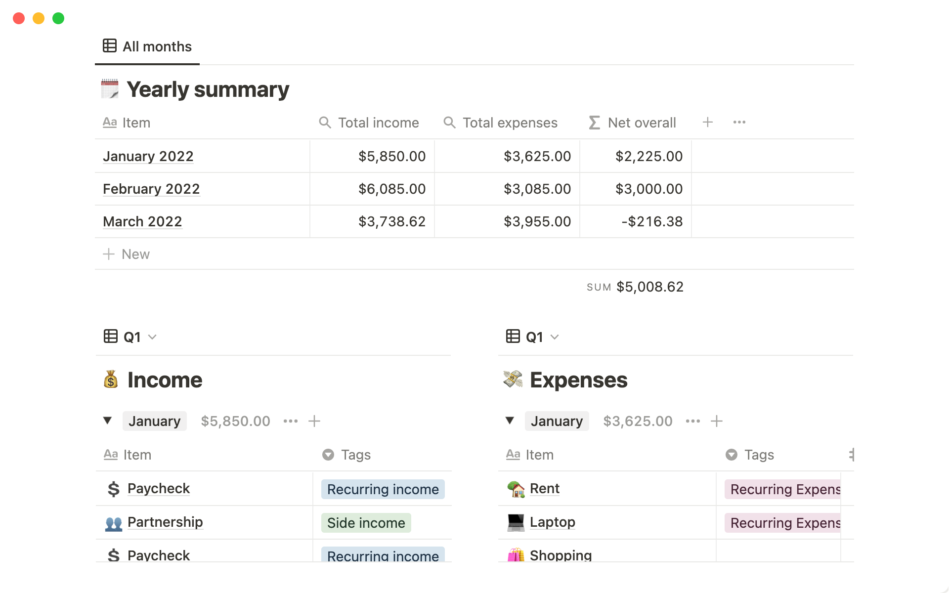 This free financial tracker helps you track your income and expenses month by month. It's the same system Humphrey Yang (@humphreytalks) uses in his day to day life, accurately recording all transactions.