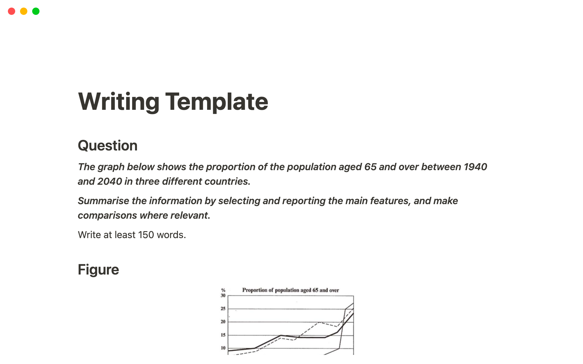 A template preview for IELTS Writing Improvement