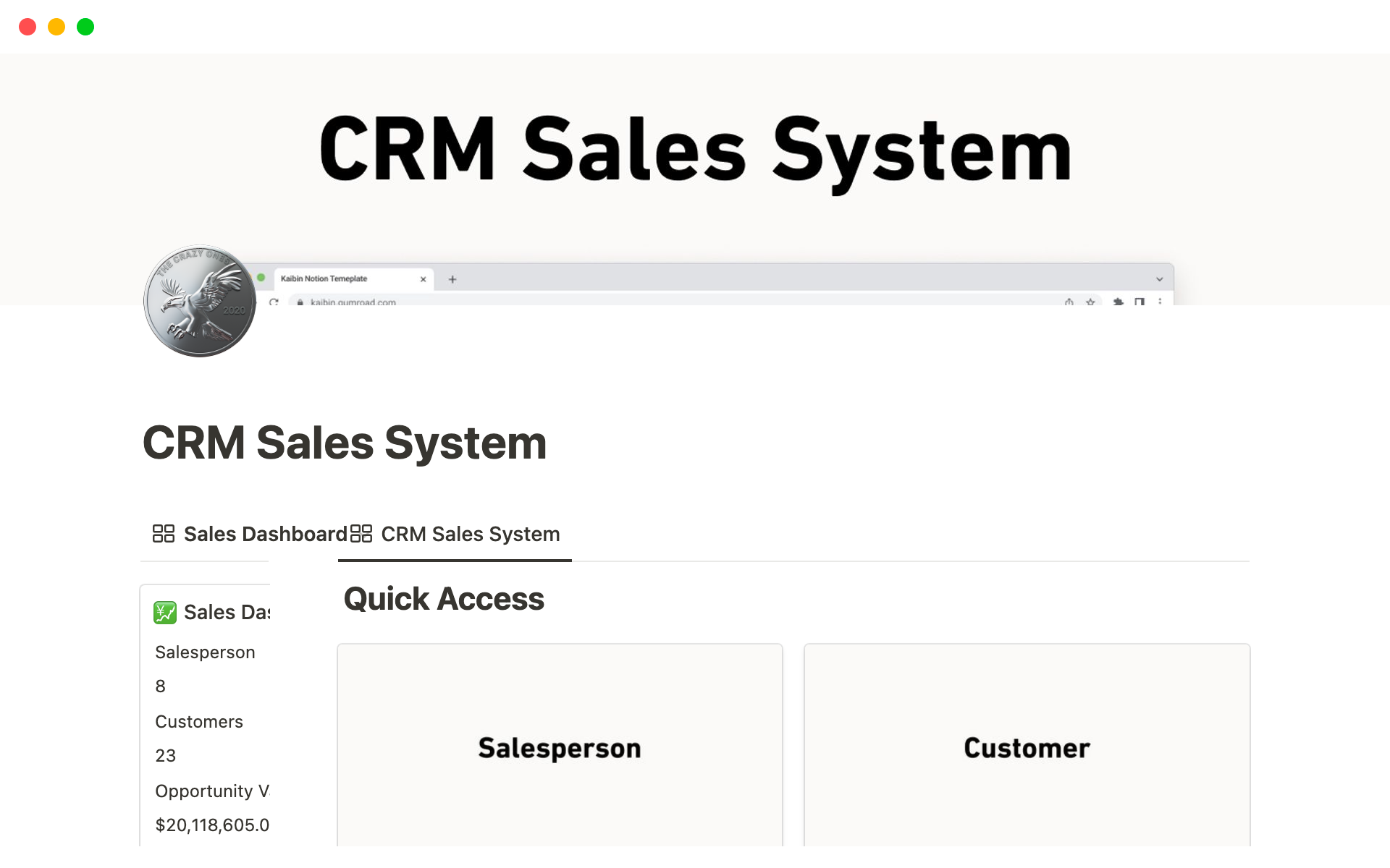 CRM Sales System Template | Notion Marketplace