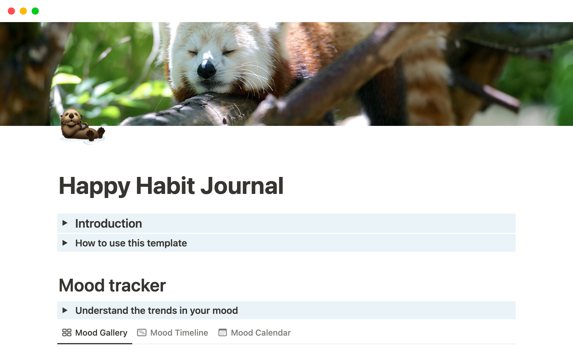 Vista previa de una plantilla para The Happy Habit Journal