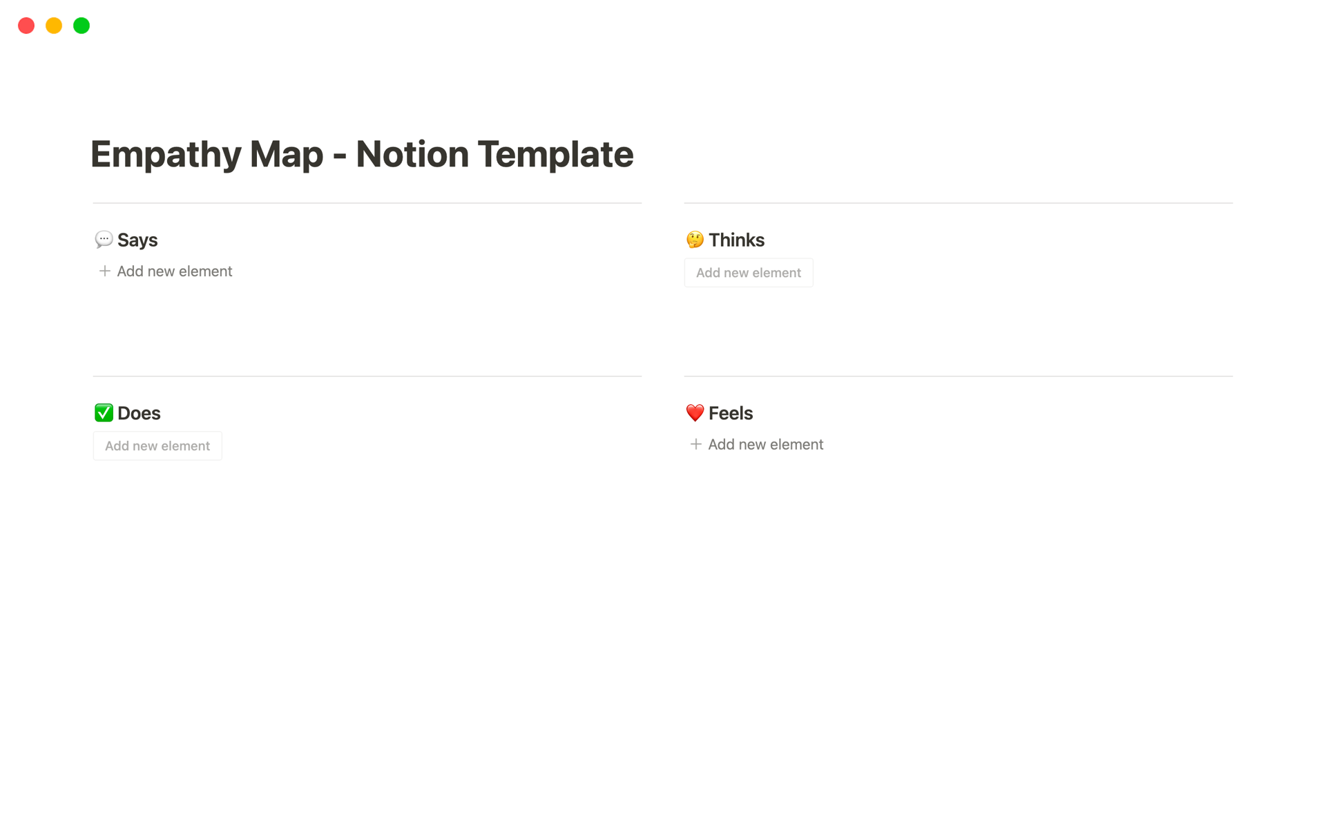 A template preview for Empathy Map