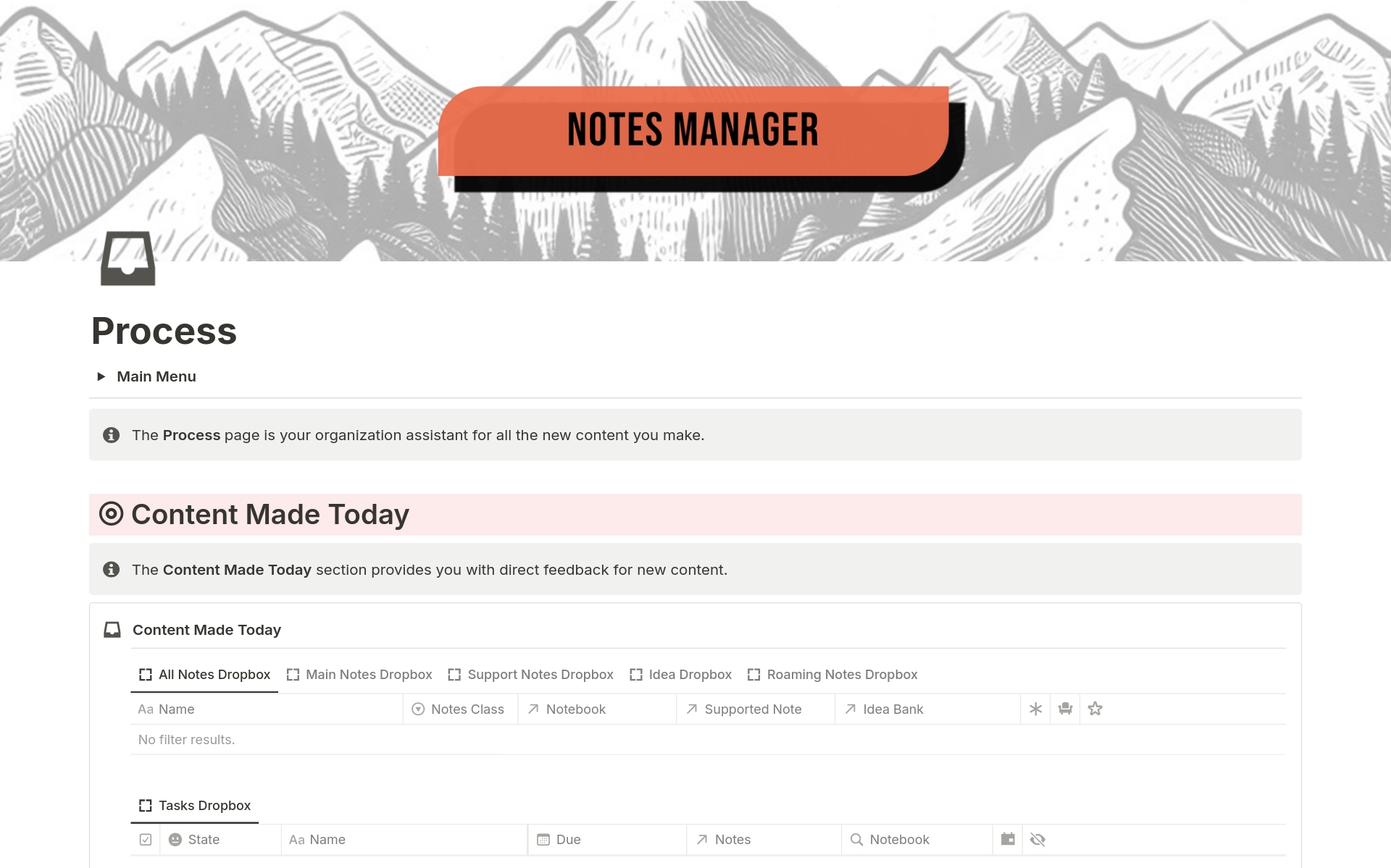 An integrated notes manager and tasks manager that builds on top of the classic library-style organization with different systems and built-in tactics for note organization